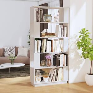 Bibliotecă/Separator cameră, alb, 80x25x132 cm lemn masiv pin