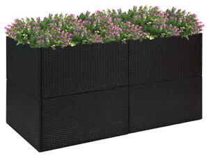 Jardinieră de grădină, negru, 157x80x80 cm, poliratan