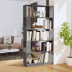 Bibliotecă/Separator cameră, gri, 80x25x163,5 cm lemn masiv pin