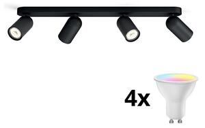 Philips - Spot LED RGBW dimerizabil, 4x GU10, 4,8W, 230V, 3000K, negru + telecomandă
