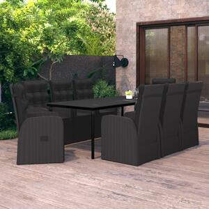 Set mobilier de grădină cu perne, 9 piese, negru