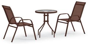 Set mobilier bistro de grădină, 3 piese, maro