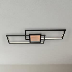 Lindby LED plafonieră Emiljan, negru, metal, dimabil, reglabil, Negru, Camera de zi / sufragerie, Metal, Modern