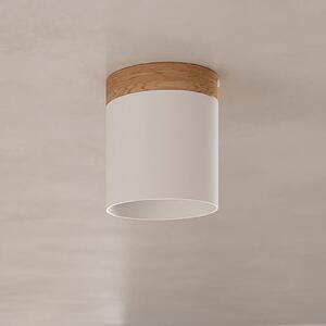 SOLLUX LIGHTING Spot de tavan Rif, alb, Ø 12 cm, lemn, aluminiu, reglabil, Alb, Hol, Aluminiu