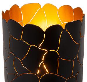 Lucide Lampă de masă Almelo, negru/galben, Ø 15 cm, metal, Negru, Camera de zi / sufragerie, Metal, Modern