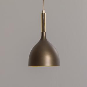 Luminex Lampă suspendată Noak, 1 bec, titan-auriu/auriu, oțel, reglabil, Metalic, Camera de zi / sufragerie, Metal