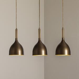 Luminex Lampă suspendată Noak 3 becuri, lungă, titan-auriu/auriu, oțel, reglabil, Metalic, Camera de zi / sufragerie, Metal