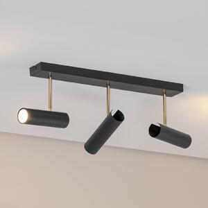 Luminex Axion plafonieră, 3 becuri, negru / auriu, lung, oțel, reglabil, Negru, Camera de zi / sufragerie, Metal