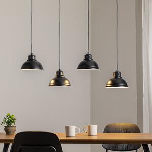 Luminex Lampă suspendată Sven, 4 becuri, negru, oțel, E27, reglabil, Negru, Camera de zi / sufragerie, Metal, Design industrial