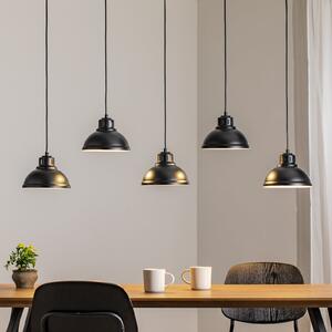 Luminex Lampă suspendată Sven, 5 becuri, negru, oțel, E27, reglabil, Negru, Camera de zi / sufragerie, Metal, Design industrial