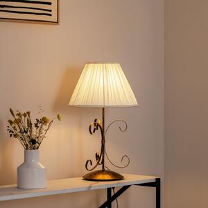 ONLI Lampa de masă Grande Odino, 1 bec, culoare bronz, textil, Bronz / Alamă Veche, Camera de zi / sufragerie, Metal