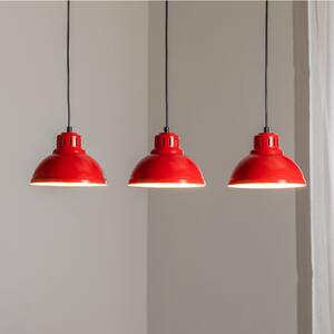 Luminex Lampă suspendată Sven, 3 becuri, roșu, oțel, E27, reglabil, Roșu, Camera de zi / sufragerie, Metal, Design industrial