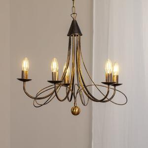 ONLI Candelabru Milvia, 5 becuri, culoare bronz, metal, reglabil, Bronz / Alamă Veche, Camera de zi / sufragerie, Metal