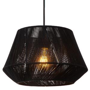 Lucide Lampă suspendată Jessica, 3 becuri, negru, Ø 30 cm, bumbac, reglabil, Negru, Camera de zi / sufragerie, Țesătură / Textil