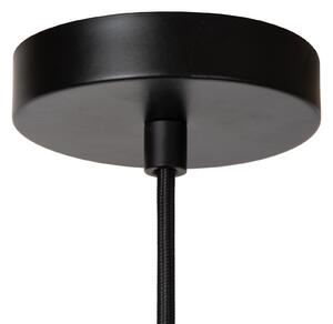 Lucide Lampă suspendată Jessica, negru, 1 bec, Ø 30 cm, bumbac, reglabil, Negru, Camera de zi / sufragerie, Țesătură / Textil