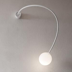 Karman Aplică de perete Moony, alb, Ø 15 cm, proiecție 100 cm sticlă, reglabil, Alb, Camera de zi / sufragerie, Sticlă, Design, glob