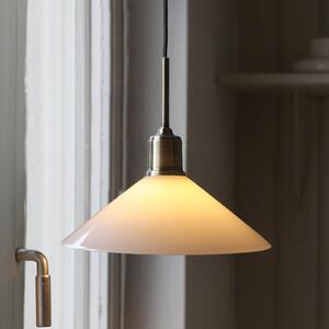 Markslöjd Lampă suspendată Vela, alb/alamă veche, sticlă/fier Ø 25 cm fișă, Alb, Camera de zi / sufragerie, Sticlă