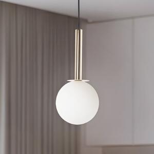 SIGMA Lampă suspendată Daisy, 1 bec, auriu/alb/negru, sticlă, reglabil, Alb, Camera de zi / sufragerie, Metal, Modern