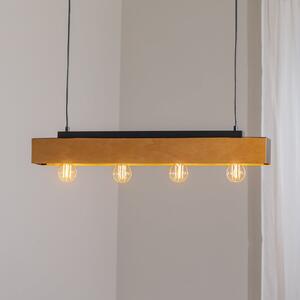 Luminex Plafonieră Miluza, negru/maro, lungime 76 cm, lemn, 4 becuri., Lemn, Camera de zi / sufragerie, Lemn