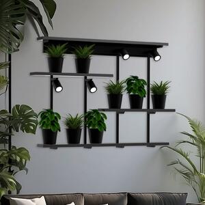 Luminex Aplică de perete Shelf, negru, lățime 102 cm, lemn, 4 becuri., reglabil, Negru, Camera de zi / sufragerie, Lemn, Modern