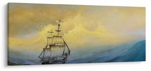 Tablou - Pictură barcă pe mare (120x50 cm)