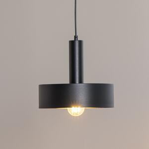 SIGMA Lampă suspendată Vitrum rotundă, neagră, cilindrică, Ø 27 cm, reglabil, Negru, Camera de zi / sufragerie, Metal, Modern