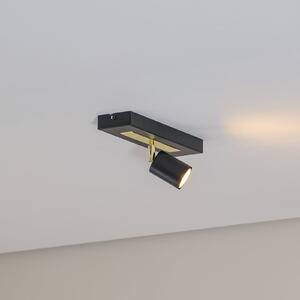 Luminex Spot de tavan Rodez, negru/auriu, lungime 30 cm, oțel, reglabil, Negru, Camera de zi / sufragerie, Metal, Modern