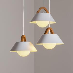 Luminex Lampă suspendată Funda, albă, Ø 64 cm, 3 becuri, metal/sticlă, reglabil, Alb, Camera de zi / sufragerie, Metal, Modern