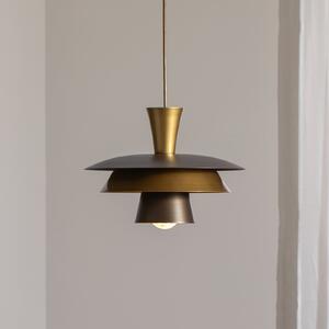 Luminex Lampă suspendată Plato, culoare titan/auriu, Ø 34 cm, oțel, reglabil, Metalic, Camera de zi / sufragerie, Metal