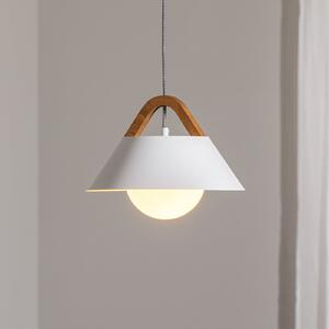 Luminex Lampă suspendată Funda, albă, Ø 30 cm, 1 bec, metal/sticlă, reglabil, Alb, Camera de zi / sufragerie, Metal, Modern