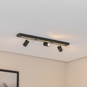 Luminex Spot de tavan Rodez, negru/auriu, lungime 80 cm, 3 becuri., reglabil, Negru, Camera de zi / sufragerie, Metal, Modern