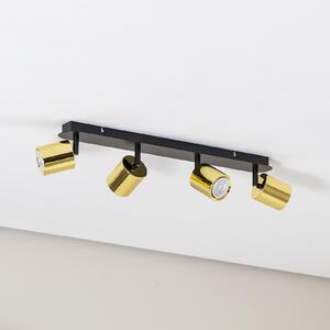 Luminex Spot de tavan Demia, negru/culoare alamă, 66 cm, GU10, reglabil, Negru, Camera de zi / sufragerie, Metal, Modern