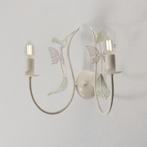 Luminex Aplică de perete Summer, alb/verde/roz, lățime 25 cm, oțel, 2 becuri, reglabil, Alb, Camera de zi / sufragerie, Metal