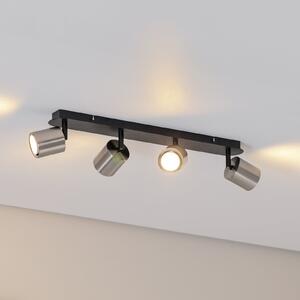 Luminex Spot de tavan Demia, negru/nichel, 66 cm lungime, GU10, reglabil, Negru, Camera de zi / sufragerie, Metal, Modern