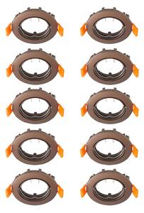 PRIOS Prios plafonieră LED încastrată Fibur, bronz, zinc, Ø 8.2cm, 10 unități, reglabil, Bronz / Alamă Veche, Camera de zi / sufragerie, Metal, Modern
