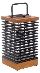 Les Jardins Lanternă solară LED Tekura, tec/gri, 46,5 cm, reglabil, Lemn, Lemn, Felinar