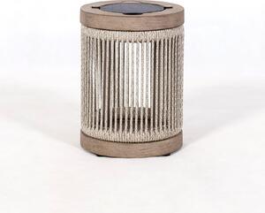 Les Jardins LED lampă de masă solară Rop&Strip, gri/bej, reglabil, Bej, Lemn, Umbră de masă