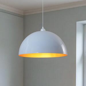 ROYALTECH Lampă suspendată Lipeo, alb/auriu, Ø 50 cm, metal, E27, reglabil, Alb, Camera de zi / sufragerie, Metal