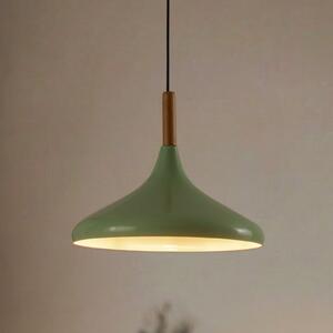 ROYALTECH Lampă suspendată Chris, verde mentă/alb, Ø 35 cm, metal, lemn detaliu, reglabil, Verde, Camera de zi / sufragerie, Metal, Scandinavă