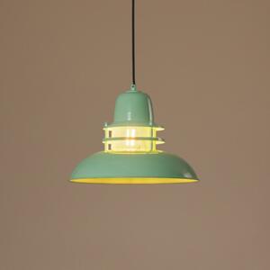 ROYALTECH Lampă suspendată Lorenz, verde mentă, Ø 34 cm, metal, E27, reglabil, Verde, Camera de zi / sufragerie, Metal, Vintage