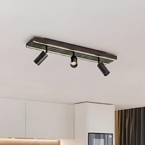 Lucande Spoturi LED pentru tavan Tiron, 3 becuri, 70 cm, stejar, reglabil, Lemn, Camera de zi / sufragerie, Lemn, Modern