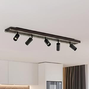 Lucande Spot LED pentru tavan Tiron, 5 becuri, 100 cm, stejar, reglabil, Lemn, Camera de zi / sufragerie, Lemn, Modern