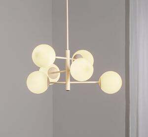 Domiluce Lampă suspendată Aurora, alb, Ø 60 cm, 6 becuri, sticlă, E14, reglabil, Alb, Camera de zi / sufragerie, Sticlă