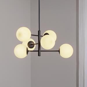 Domiluce Lampă suspendată Aurora, negru, Ø 60 cm, 6 becuri, sticlă, E14, reglabil, Negru, Camera de zi / sufragerie, Sticlă