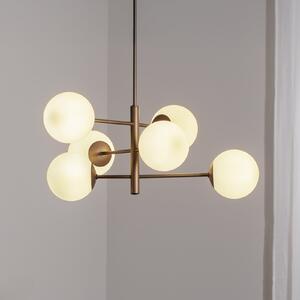 Domiluce Lampă suspendată Aurora, maro, Ø 60 cm, 6 becuri, sticlă, E14, reglabil, Maro / Rugină, Camera de zi / sufragerie, Sticlă
