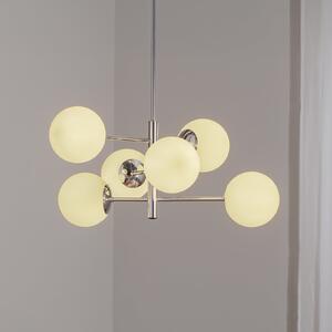Domiluce Lampă suspendată Aurora, crom, Ø 60 cm, 6 becuri, sticlă, E14, reglabil, Metalic, Camera de zi / sufragerie, Sticlă