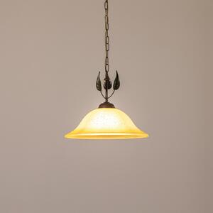 ONLI Lampă suspendată Mira, crem/bronz, sticlă, Ø 40 cm, E27, reglabil, Bronz / Alamă Veche, Camera de zi / sufragerie, Sticlă, Florentin