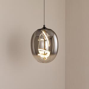 ONLI Lampă suspendată LED Lilly, sticlă, gri fum, Ø 28 cm, 4000 K, Gri, Camera de zi / sufragerie, Sticlă, Modern