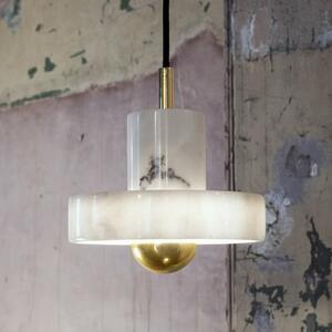 Tom Dixon Lampă suspendată LED Stone de Dixon, albă, Ø 18 cm, marmură, reglabil, Alb, Camera de zi / sufragerie, Marmură, Design