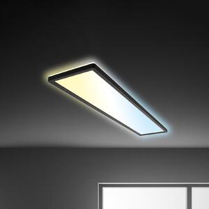 Briloner Panou cu LED-uri Tava CCT, negru, 98 x 20 cm, iluminat de fundal din plastic, reglabil, Negru, Studiu / Birou, Plastic